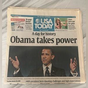 BARACK OBAMA INAUGURATION - USA TODAY - JANUARY 20, 2009 - COMPLETE PAPER